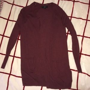 long maroon cardigan